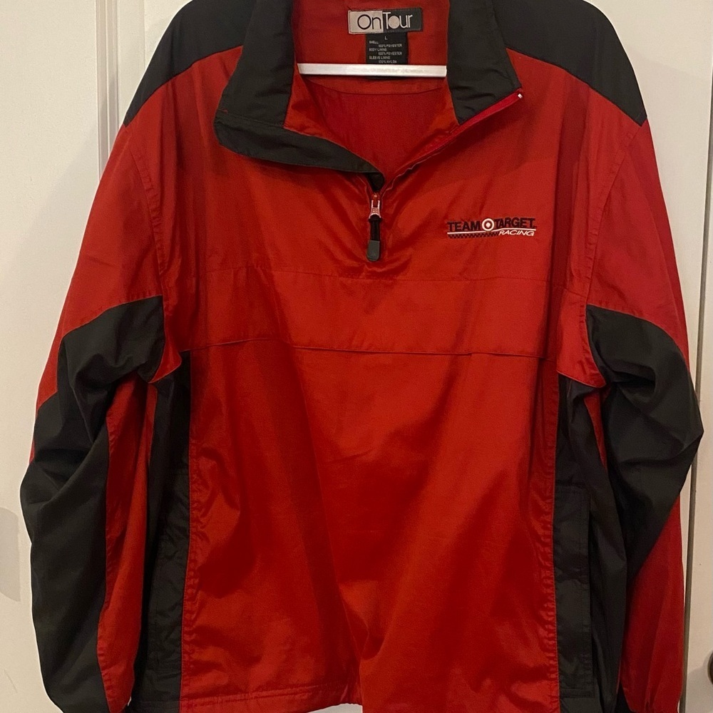 NASCAR Team Target Racing Windbreaker Sz L On Tour 1/4 Zip Pullover Lined Zip